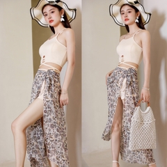 Bộ đồ bơi ba mảnh bằng vải voan che bụng phong cách Hàn Quốc gợi cảm