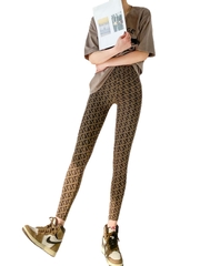 Quần legging dài chín tấc ôm dáng vải in độc đáo, phong cách Hàn Quốc dành cho nữ