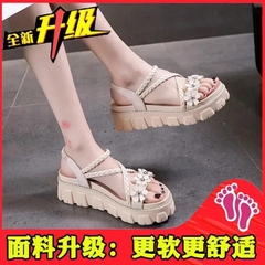 Giày sandal đế xuồng họa tiết bông hoa trẻ trung xinh xắn