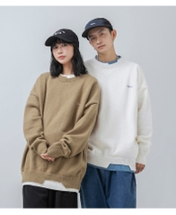 Áo len unisex giả hai lớp form rộng phong cách retro