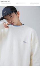 Áo len unisex giả hai lớp form rộng phong cách retro