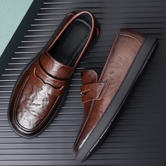 Giày lười nam phong cách retro chất da bò mềm mại, đế cao su êm ái