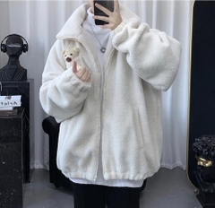 Áo khoác lông cừu form rộng unisex phong cách thời trang Hàn Quốc