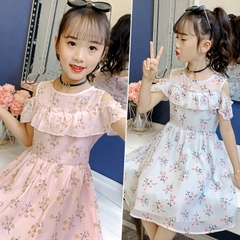 Đầm bé gái kiểu dáng mỏng hở vai phối ren phong cách Hàn Quốc dành cho bé gái