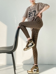 Quần legging dài chín tấc ôm dáng vải in độc đáo, phong cách Hàn Quốc dành cho nữ