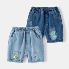Quần short Denim phối túi hoạt hình khủng long dễ thương cho bé trai