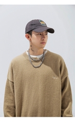 Áo len unisex giả hai lớp form rộng phong cách retro