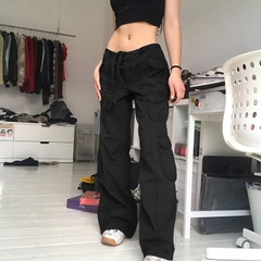 Quần kaki unisex túi hộp ống suông cổ điển phong cách đường phố