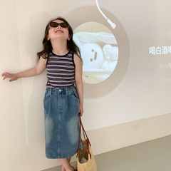 Áo thun không tay kẻ sọc màu sắc tươi mới dành cho bé gái