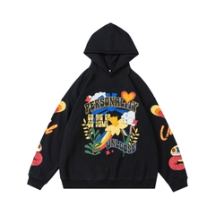 Áo hoodie OVDY unisex lông cừu in hình họa tiết rực rỡ