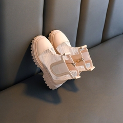 Giày boot Martin UNMUN lưới thoáng khí khóa kéo tiện lợi cho bé gái