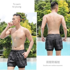 Quần bơi, quần thể thao hai lớp in họa tiết thoáng khí dành cho nam