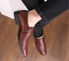 Giày da nam dệt có lỗ thoáng khí