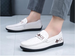 Giày lười nam chất da bò mềm mại kiểu dáng họa tiết đẹp sang trọng