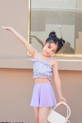 Bộ đồ bơi hai mảnh áo hai dây phối với váy thời trang chống nắng, mau khô dành khô bé gái