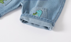 Quần short Denim phối túi hoạt hình khủng long dễ thương cho bé trai