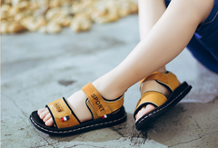 Giày sandal da bò phong cách thời trang Hàn Quốc dành cho bé trai