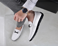 Giày lười nam chất da cao cấp phối họa tiết hợp thời trang