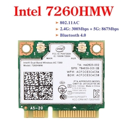 Card Wifi Intel N-7260 7260HMW 867Mbps 2.4G/5Ghz 802.11ac MINI PCI-E Bluetooth 4.0
