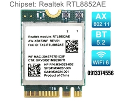 Card Intel WiFi 6 RTL8852AE M.2 NGFF 2.4G/5G 2400Mbps Bluetooth 5.2 New Hãng