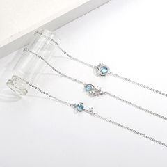 Vòng đeo tay mạ bạc mặt hình hành tinh đính pha lê xanh dương tuyệt đẹp