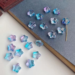 5 Hạt đá ngôi sao 8mm màu ombre ánh hologram xỏ lỗ 2 đầu