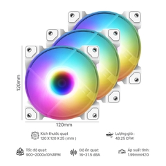 Fan Case ID Cooling DF-12025-ARGB TRIO SNOW 3pcs Pack