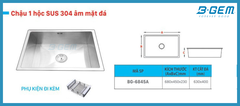 Chậu 1 Hộc Lắp Âm SUS304 B-GEM BG-6845A