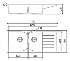 Chậu rửa KAFF GRANITE KF-MIRO-1150