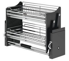 Giá Chén Bát Nâng Hạ 2 Tầng Phủ Crom ROXANA R014