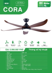 Quạt Trần Cho Người Giàu MR.VŨ CORA.5B Đen Sải Cánh 1.42M