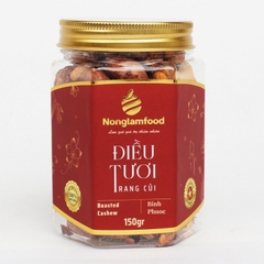 Hạt điều Bình Phước rang củi Nonglamfood hũ 150g  | Hũ lục giác đặc biệt | Quà tặng cao cấp