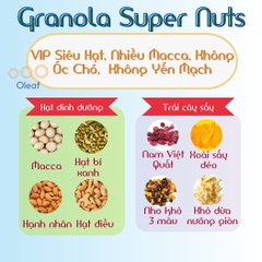 Granola Siêu Hạt Nhiều Macca, Không Óc Chó, Không Yến Mạch, Hạt Dinh Dưỡng Ăn Kiêng Giảm Cân Oleaf Eatclean