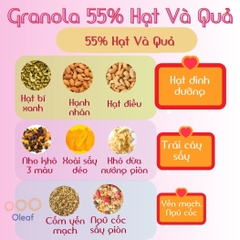 Granola Cốm Yến Mạch Hạt Ngũ Cốc Sấy Giòn Ăn Kiêng Giảm Cân OLEAF Eatclean - Mix Hạt Dinh Dưỡng