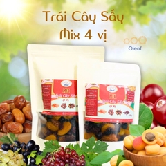 Trái Cây Sấy Không Đường Mix 4 Vị Cho Mẹ Bầu Ăn Vặt Bổ Sung Dinh Dưỡng Đề Kháng - Oleaf Trái Cây Sấy