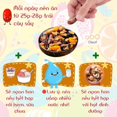 Trái Cây Sấy Không Đường Mix 5 Vị - Thêm Xoài Sấy Dẻo - Cho Mẹ Bầu Ăn Vặt Bổ Sung Dinh Dưỡng Đề Kháng - Oleaf Trái Cây Sấ