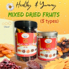 Trái Cây Sấy Không Đường Mix 5 Vị - Thêm Xoài Sấy Dẻo - Cho Mẹ Bầu Ăn Vặt Bổ Sung Dinh Dưỡng Đề Kháng - Oleaf Trái Cây Sấ