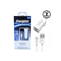 Sạc Ô tô Energizer 3.4A, 2USB, màu trắng