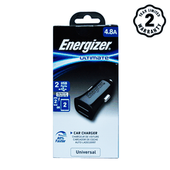 Sạc Ô tô Energizer 4.8A, 2USB, màu đen