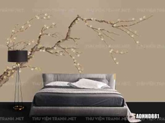 Tranh dán tường hoa đào trang trí phòng
