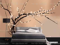 Tranh dán tường hoa đào trang trí phòng