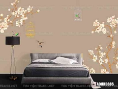 Tranh dán tường hoa đào trang trí phòng