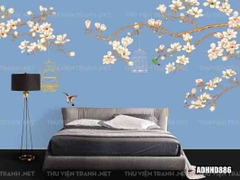 Tranh dán tường hoa đào trang trí phòng