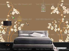 Tranh dán tường hoa đào trang trí phòng