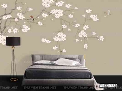 Tranh dán tường hoa đào trang trí phòng
