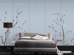 Tranh dán tường hoa đào trang trí phòng