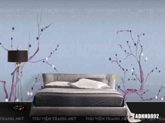 Tranh dán tường hoa đào trang trí phòng