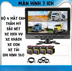 Bộ 4 mắt camera hành trình kèm màn hình 7 inch dành cho xe con, xe chạy dịch vụ, xe tải đường dài