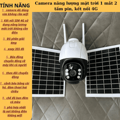Camera 4g năng lượng mặt trời bền bỉ, có 2 tấm pin, sử dụng độc lập