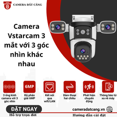 Camera 3 mắt Vstarcam với 3 góc nhìn khác nhau cùng lúc quan sát 3 khung hình trên 1 màn hình, kết nối wifi/LAN, zoom kỹ thuật số, giám sát từ xa